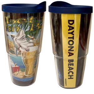 Vintage Tervis LandShark Beer Daytona Beach Tumbler Cup Mug Souvenir Shark 24 oz